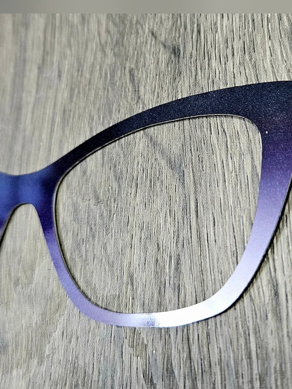 WANDA topper By Tasha's Top Frames Thin Metal Shimmer Black To Purple Ombre Top